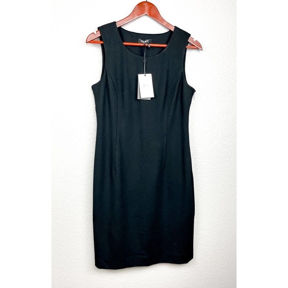 NWT DKNY Black Sheath Dress Size 6 Career Office Classic Staple Capsule Stretch - Picture 1 of 9